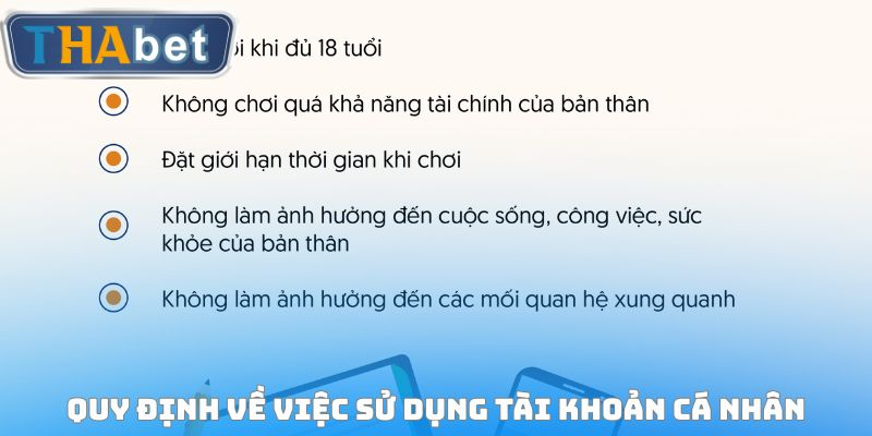 Các quy định áp dụng đối với việc sử dụng tài khoản cá nhân.